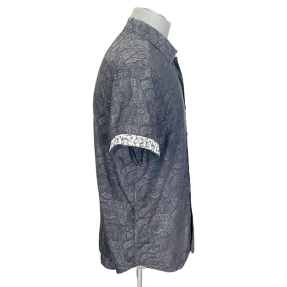 ROBERT GRAHAM Gray Cotton Short Sleeve Button Front Classic Fit Men Dress Shirt - Picture 4 of 10